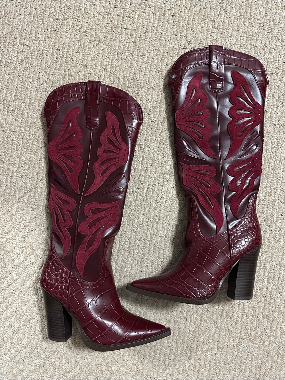 Steve Madden Kaz limited edition Burgundy Western Knee-High Boots